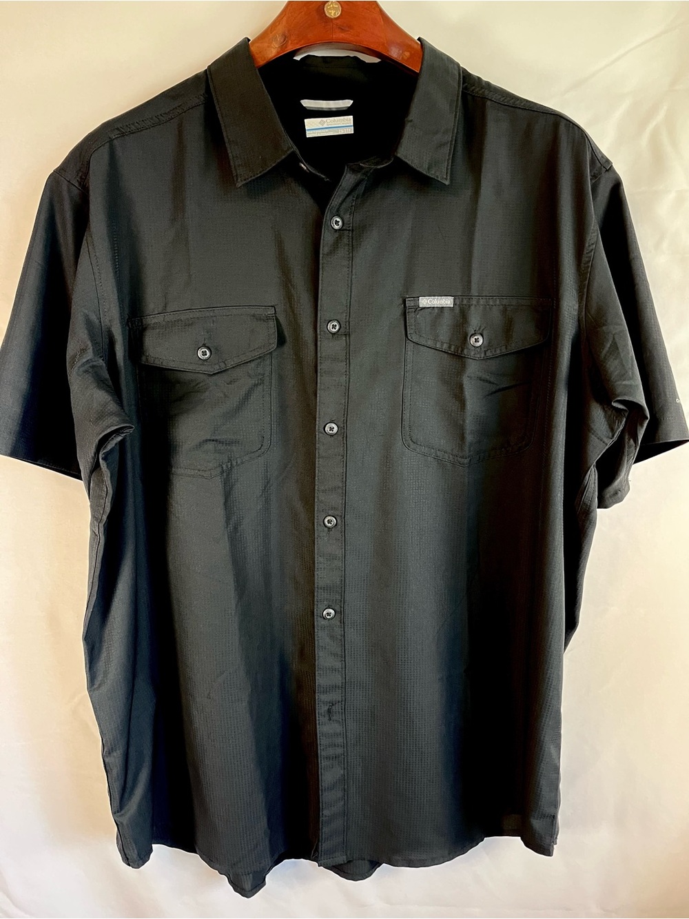 Columbia Omni-Wick 2X Black Short Sleeve Performance Hiking Fishing Travel Shirt